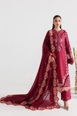 Maroon embroidered traditional outfit on a white background