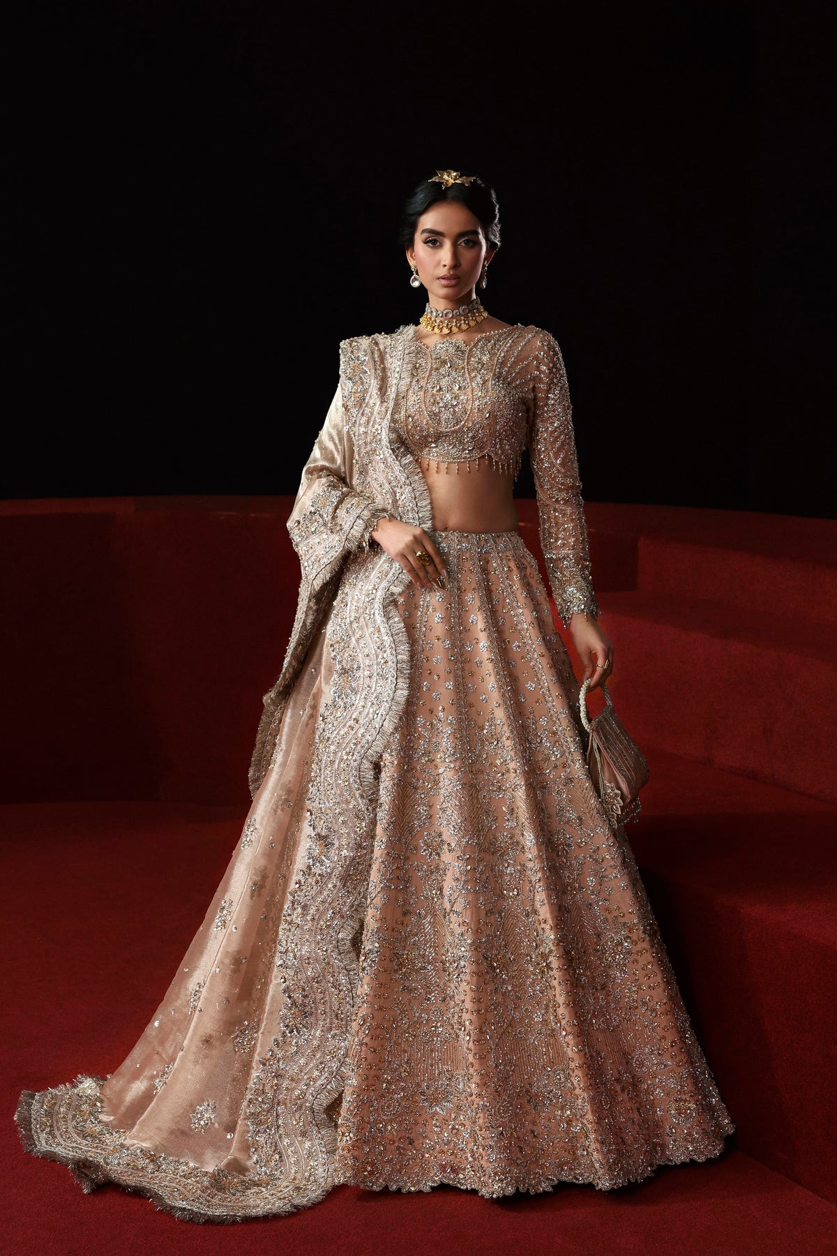 pakistani bridal dresses white Dress - Buy Now Stunning Bridal Dress is paired with a white golden dupatta that comes in net fabric with sequins spayed all over the dupatta which is looking complementary with this heavily embellished peplum lehenga Our Pakistani bride wanted a
